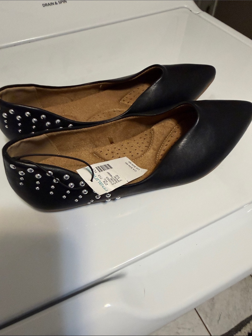 Maurices Black Pointed-Toe Flats with Silver Studs